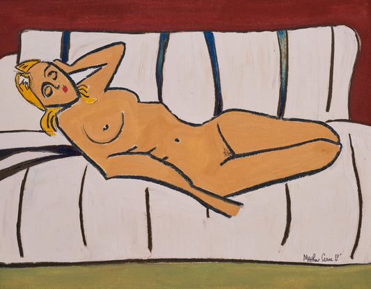 Dysmorphic Nude | Oil on Paper in Vintage Frame