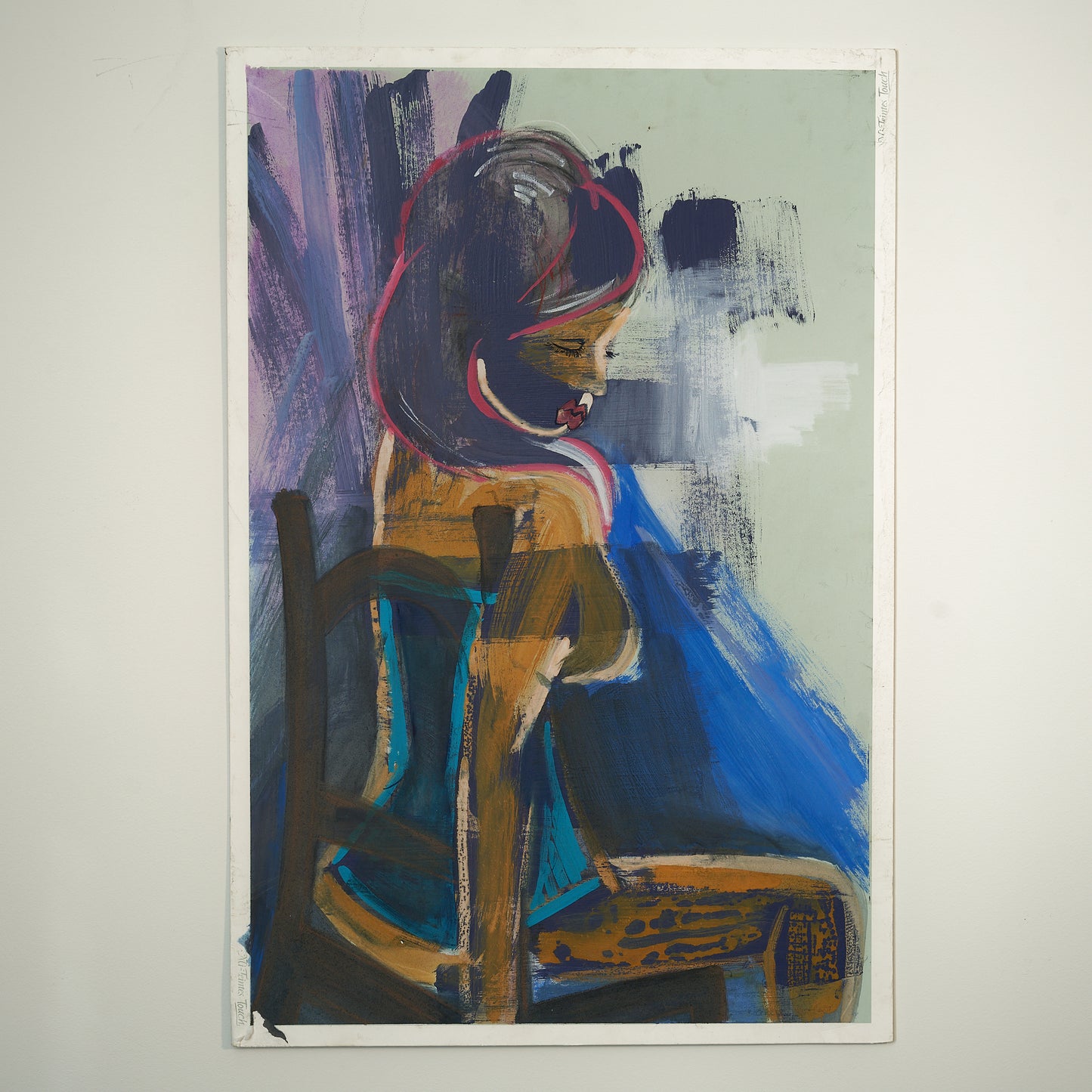 Woman in Boudoir Watercolor on pastel board2