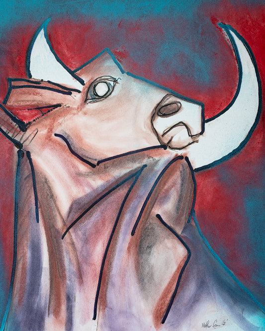 Fight Pastel and Watercolor on Paper