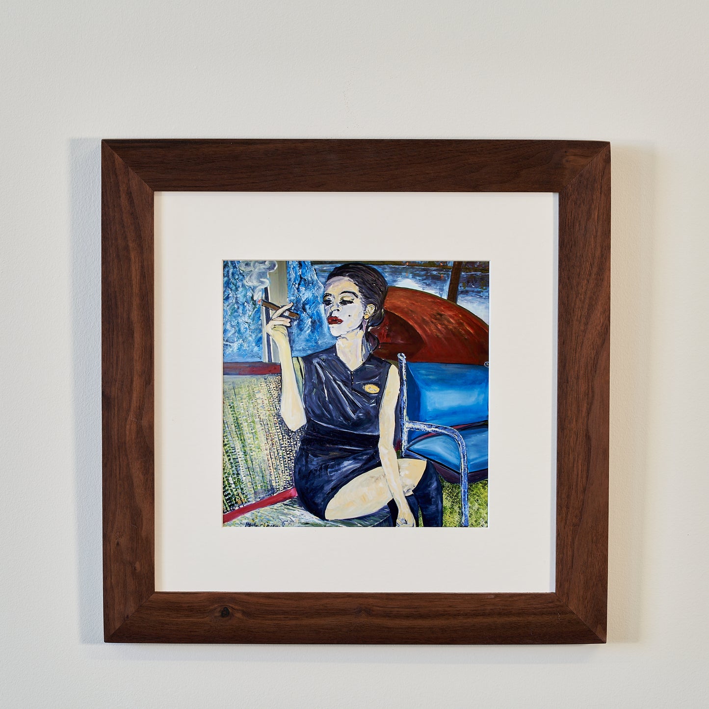Girl smoking a cigar | Framed Print