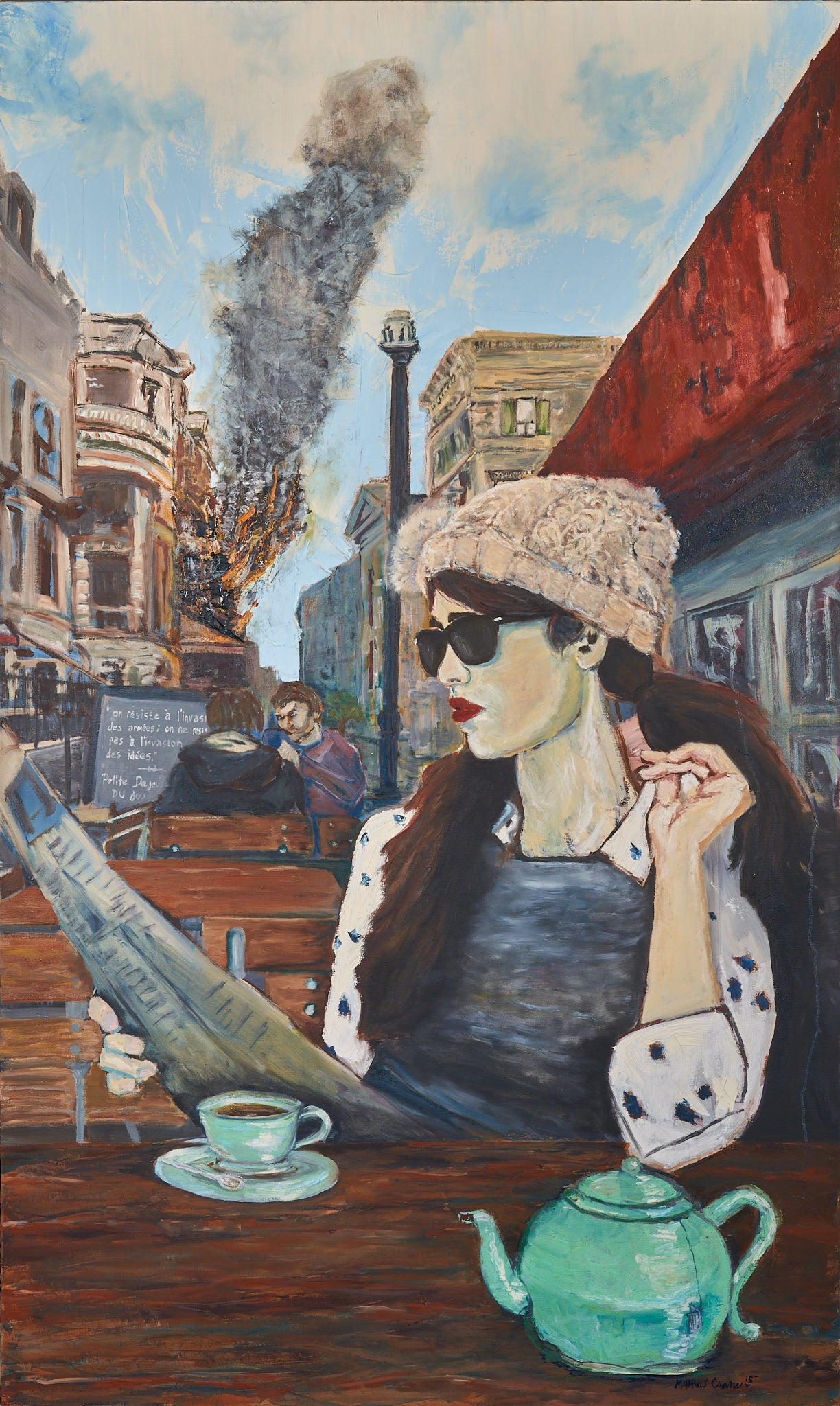 Modern Cafe Oil on Canvas